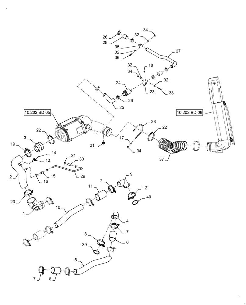 Схема запчастей Case IH STEIGER 400 - (10.202.BD[04]) - AIR INTAKE ASSY (10) - ENGINE