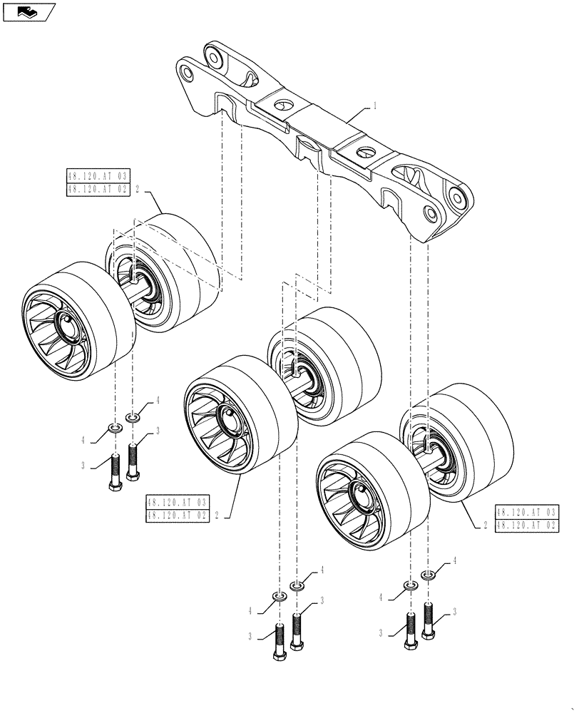 Схема запчастей Case IH STEIGER 500 - (48.130.AN[04]) - TRACK ASSY - UNDERCARRIAGE ASSY - 24" THRU 30" WIDE WHEEL (48) - TRACKS & TRACK SUSPENSION