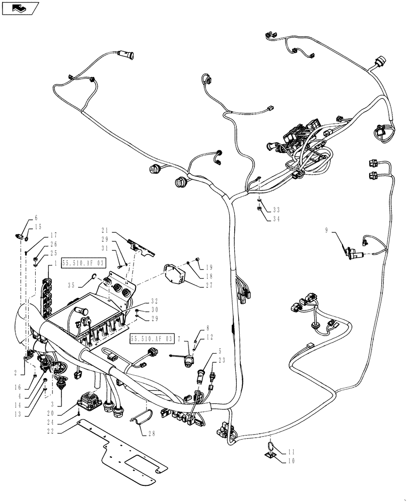 Схема запчастей Case IH STEIGER 350 - (55.510.AF[01]) - CAB - MAIN ELECTRICAL (55) - ELECTRICAL SYSTEMS