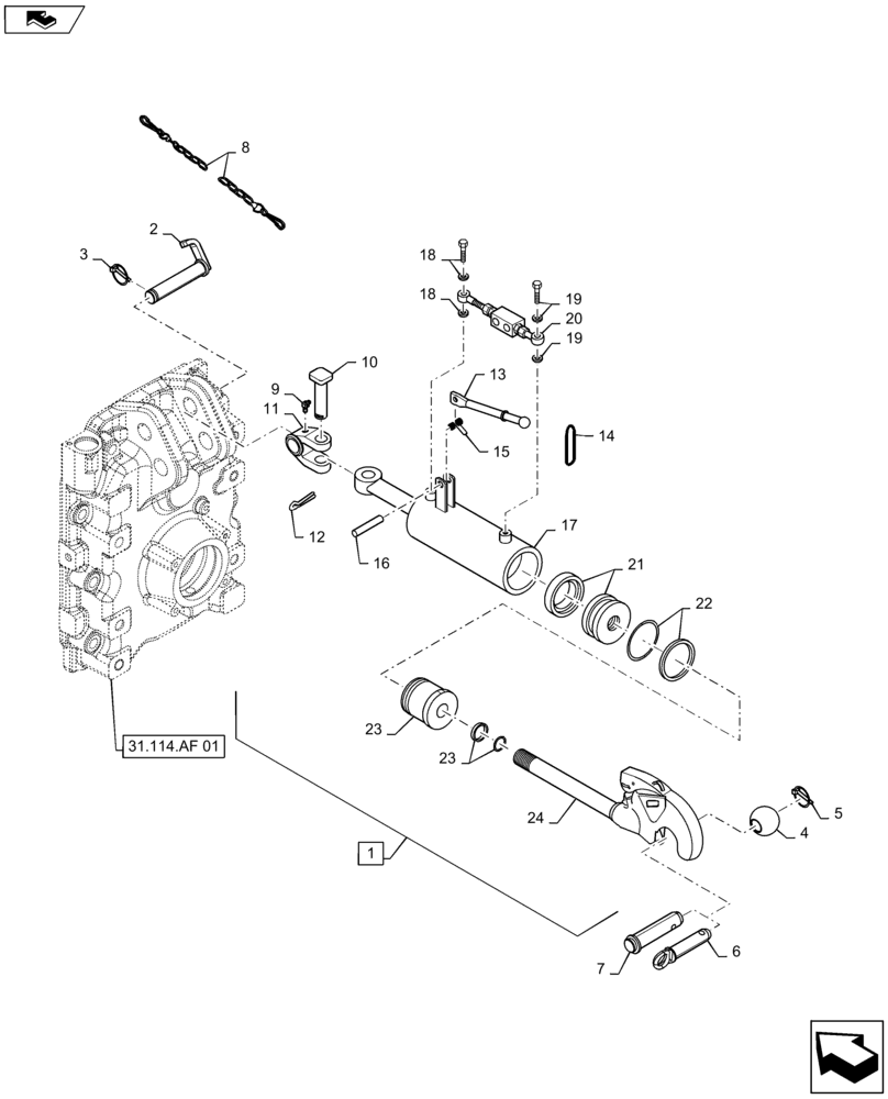 Схема запчастей Case IH MAXXUM 110 - (35.124.AJ[01]) - VAR - 330921, 331921, 743696, 332923 - CAT 2/3 QUICK ATTACH LINKS FOR HYDRAULIC LINKAGE ADJUSTMENT - TOP LINK - C7395 (35) - HYDRAULIC SYSTEMS