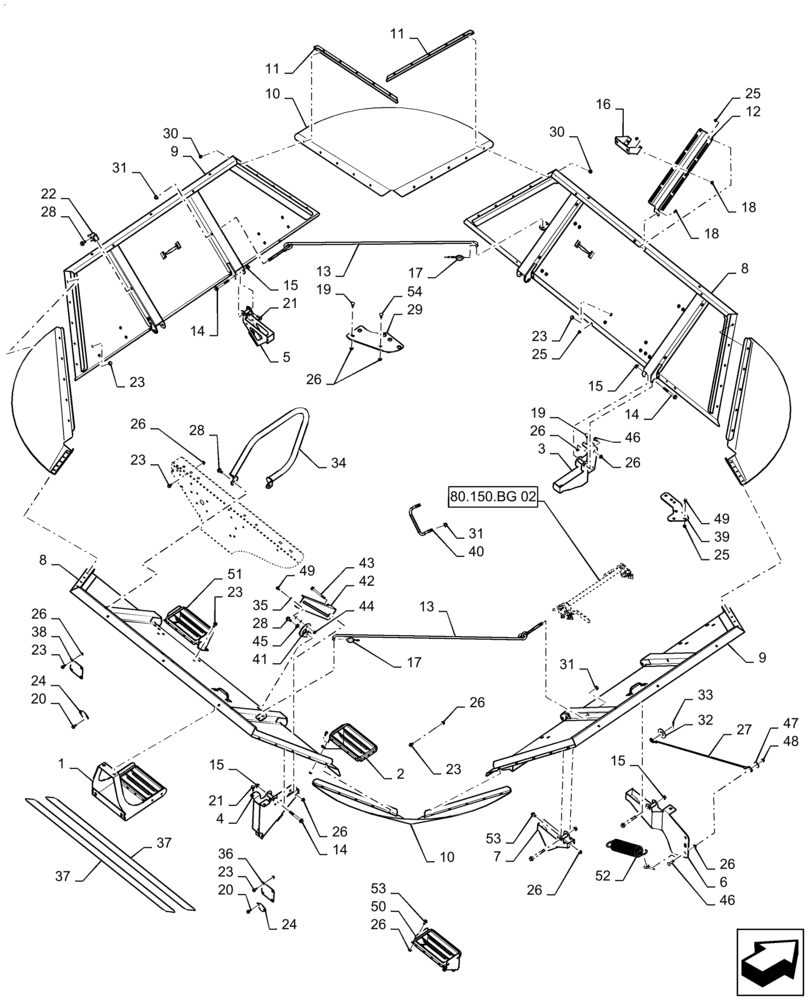 Схема запчастей Case IH 7230 - (80.150.BG[01]) - VAR - 425371006, 425371016, 425371056, 425371066, 722513196, 722513276, 722763056, 722763086 - GRAIN BIN EXTENSION, STANDARD (80) - CROP STORAGE/UNLOADING