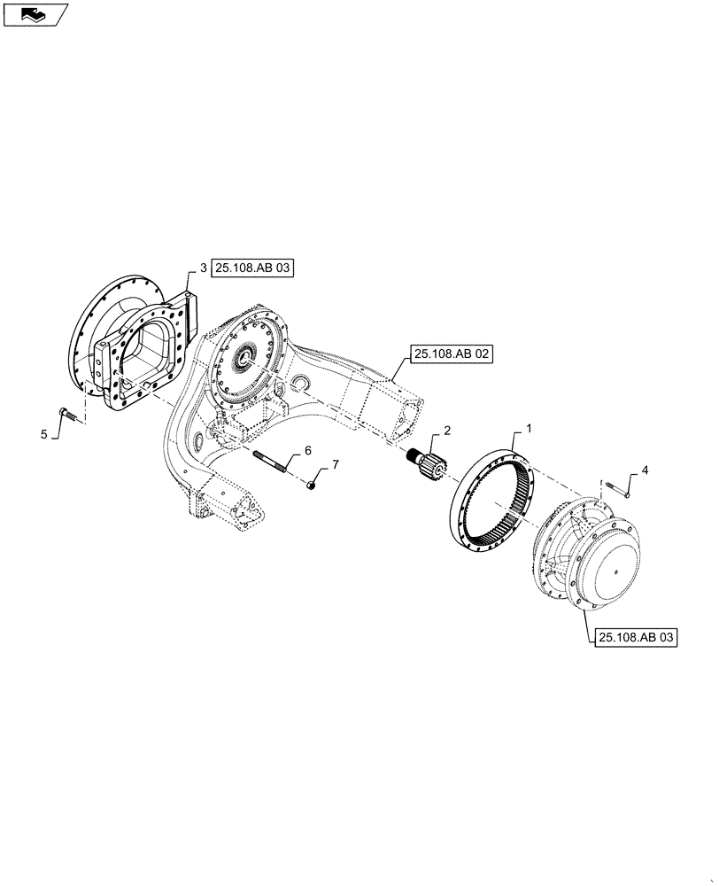 Схема запчастей Case IH STEIGER 350 - (25.108.AB[01]) - FRONT AXLE - UPBOX WITH SPACERS - 80 IN (25) - FRONT AXLE SYSTEM