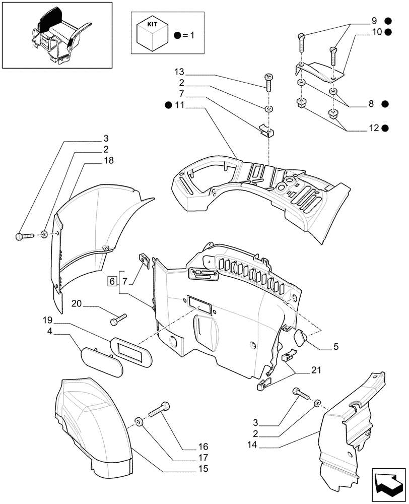 Схема запчастей Case IH MXU110 - (1.93.0[01A]) - CONTROLS COVER (L/CAB) - D5684 (10) - OPERATORS PLATFORM/CAB