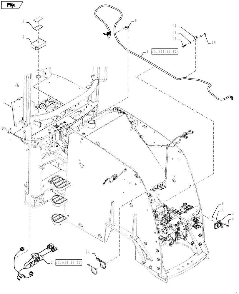 Схема запчастей Case IH STEIGER 450 - (55.640.BH[01]) - ISO INTERFACE READY PACKAGE (55) - ELECTRICAL SYSTEMS