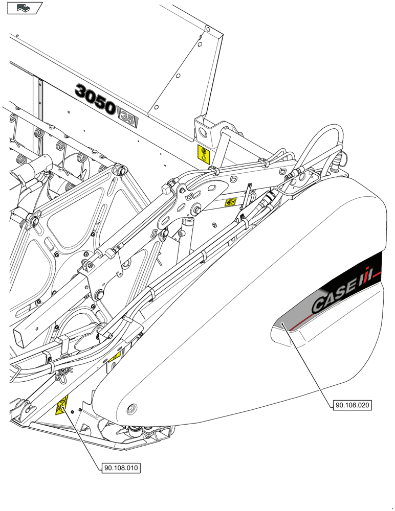 Схема запчастей Case IH 3050-20FT - (90.000.00) - SECTION INDEX - PLATFORM, CAB, BODYWORK AND DECALS (90) - PLATFORM, CAB, BODYWORK AND DECALS