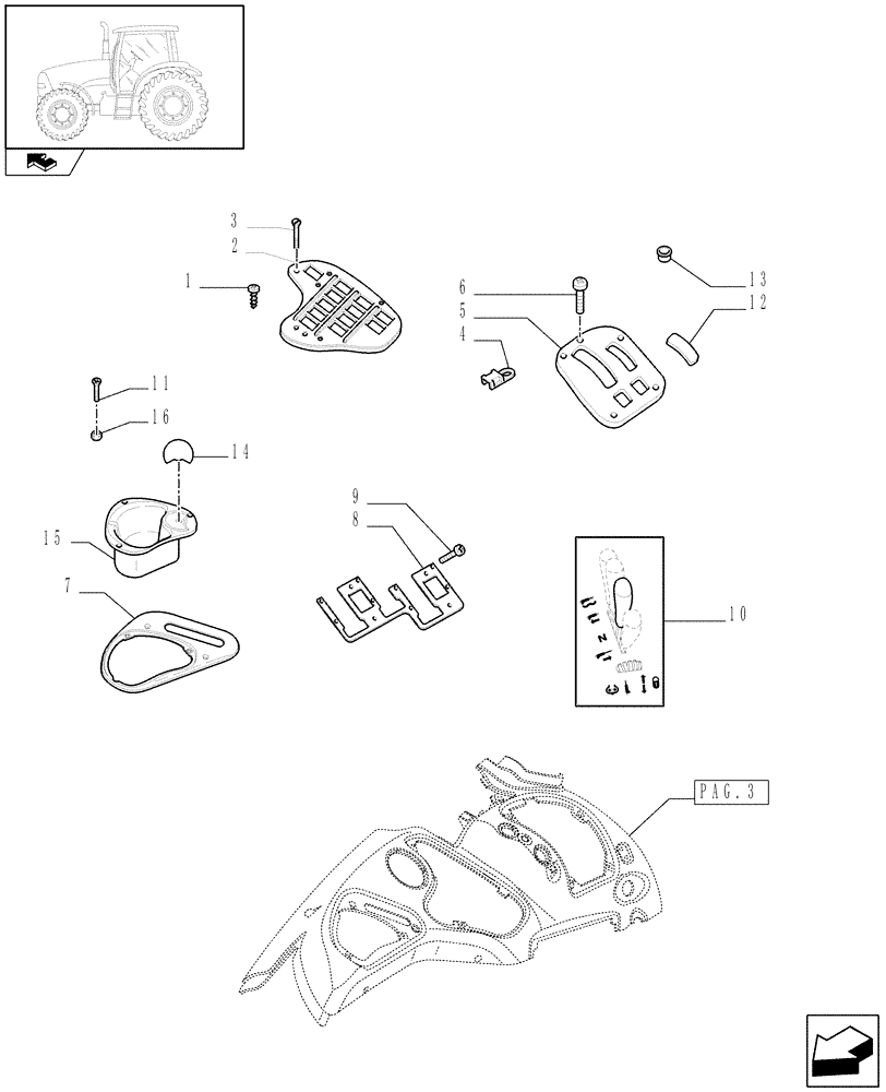 Схема запчастей Case IH PUMA 140 - (1.93.0[04]) - CONTROLS COVER (10) - OPERATORS PLATFORM/CAB