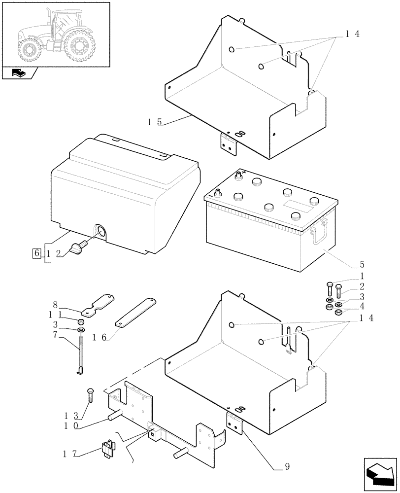 Схема запчастей Case IH PUMA 125 - (1.74.2) - BATTERY AND BATTERY MOUNTING (06) - ELECTRICAL SYSTEMS