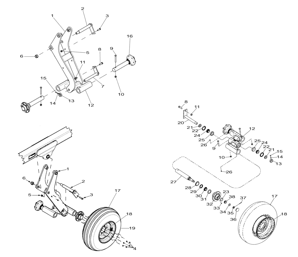 Схема запчастей Case IH 370 TRUE-TANDEM - (44.100.02) - INNER WING WHEELS (44) - WHEELS