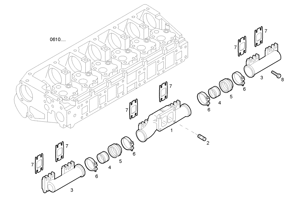 Схема запчастей Case IH F3BE0684Q E901 - (0780.022) - EXHAUST MANIFOLD 