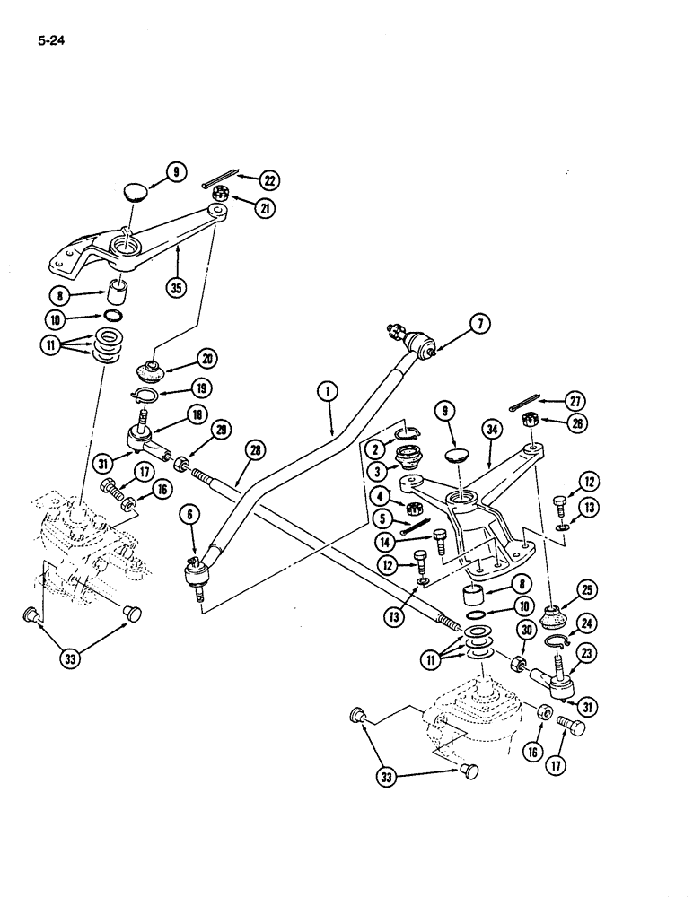 Схема запчастей Case IH 245 - (5-24) - TIE ROD AND STEERING LINKAGE, MFD TRACTOR (05) - STEERING