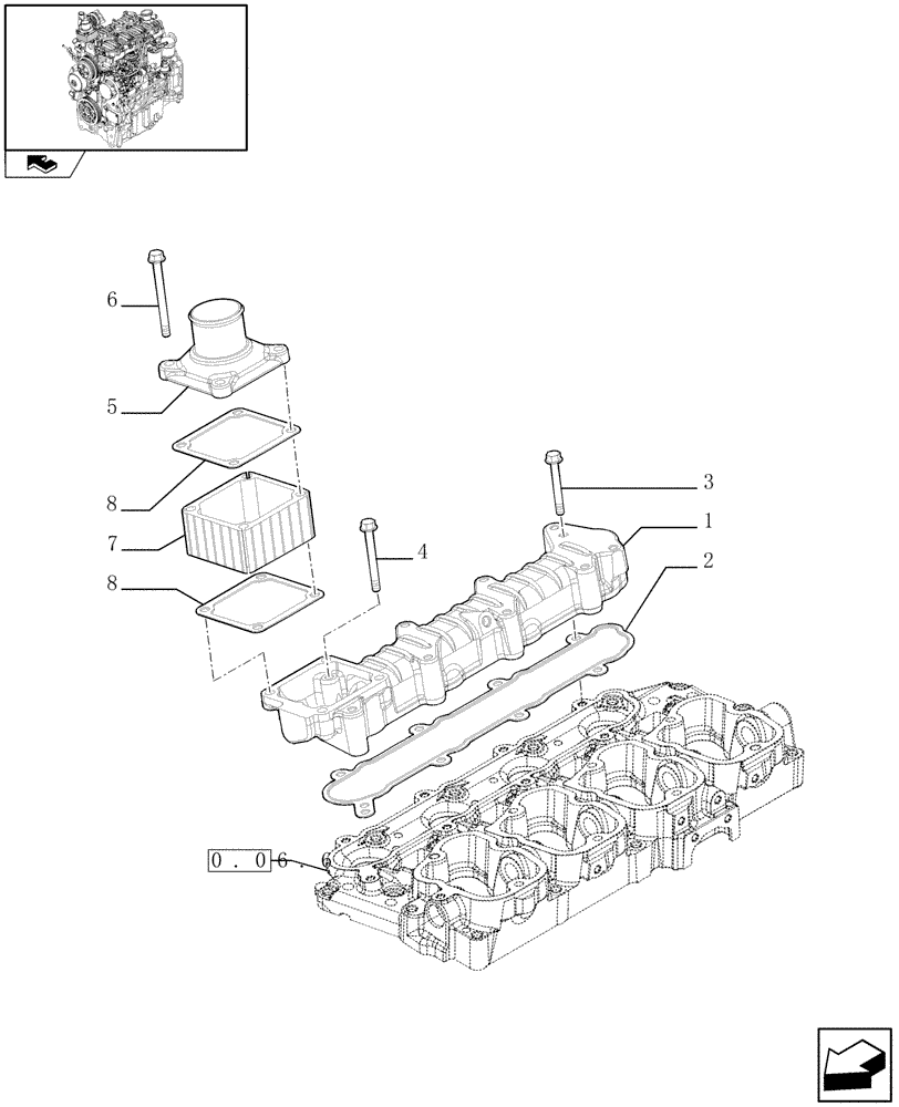 Схема запчастей Case IH FARMALL 75C - (0.07.1) - INTAKE MANIFOLD (01) - ENGINE