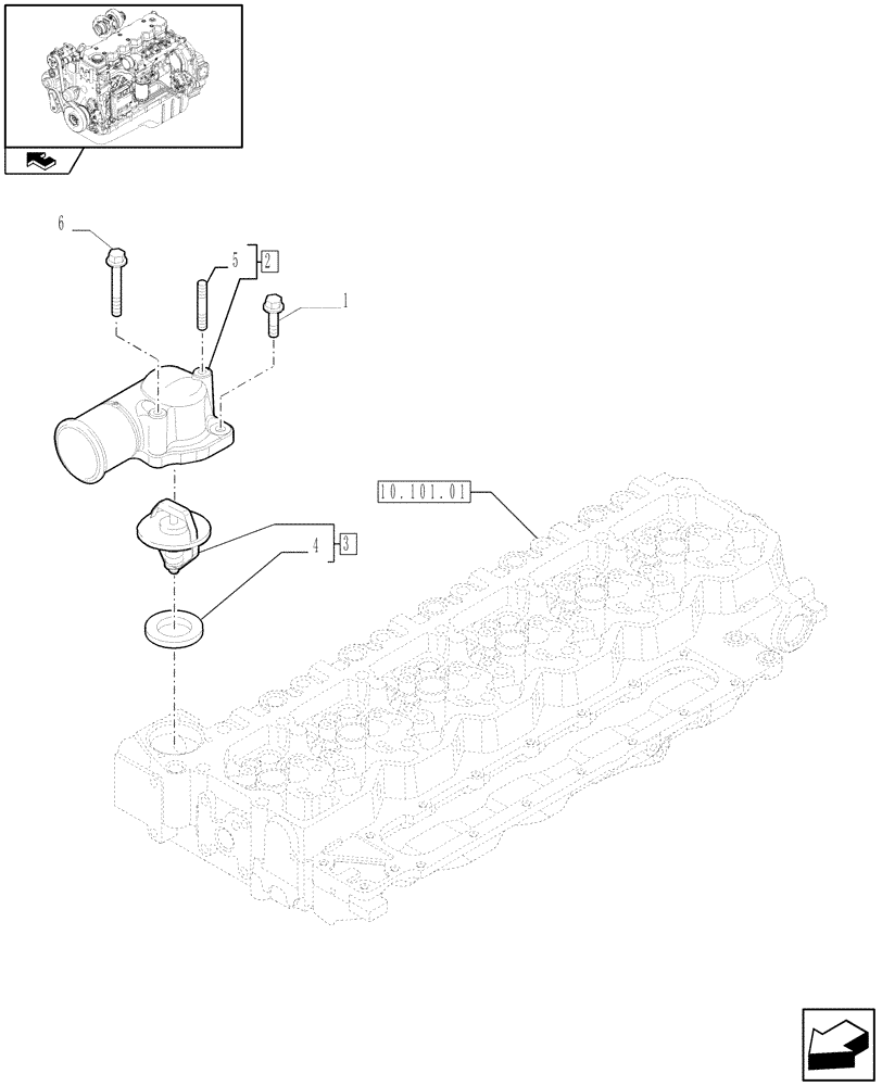 Схема запчастей Case IH F4HE9684J J100 - (10.402.01[02]) - THERMOSTAT - ENGINE COOLING SYSTEM (2855446 - 2858073) 