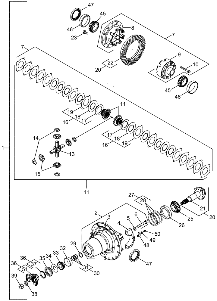 Схема запчастей Case IH MX210 - (05-39) - CARRIER AND DIFFERENTIAL - MFD, 10 BOLT HUB, WITHOUT DIFFERENTIAL LOCK, ASN (05) - STEERING