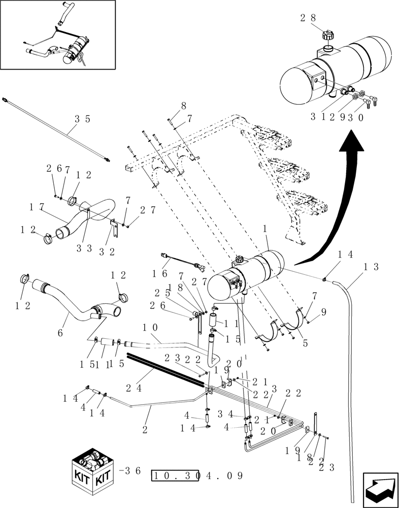 Схема запчастей Case IH 7010 - (10.406.03[02]) - COOLANT LINES - PIN HAJ202001 & AFTER - 8010 (10) - ENGINE