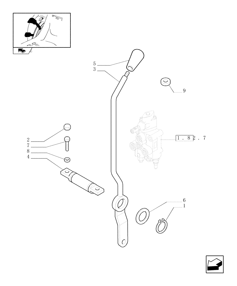 Схема запчастей Case IH FARMALL 90 - (1.92.82) - 1 CONTROL VALVE - LEVER AND KNOB (VAR.335366-335412) (10) - OPERATORS PLATFORM/CAB