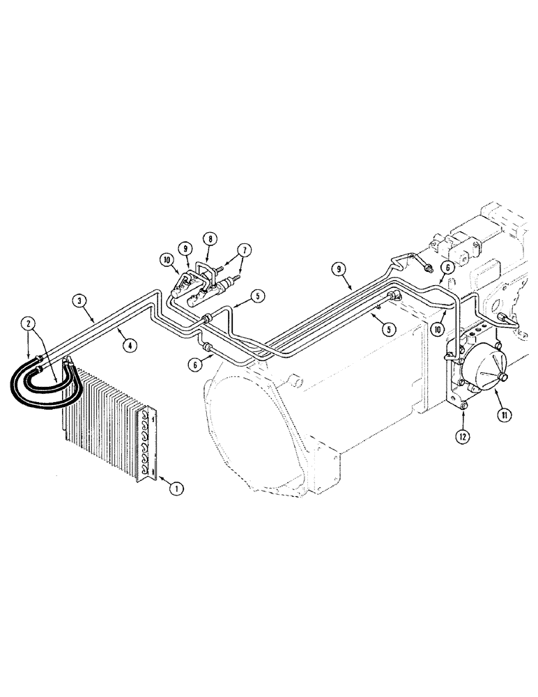 Схема запчастей Case IH 595 - (1-12) - PICTORIAL INDEX, OIL COOLER AND BRAKE TUBES, TRACTOR WITHOUT (00) - PICTORIAL INDEX