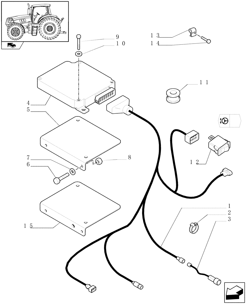 Схема запчастей Case IH PUMA 195 - (1.75.4/02) - (VAR.187-636) FAST STEERING - AUXILIARY CABLES (06) - ELECTRICAL SYSTEMS