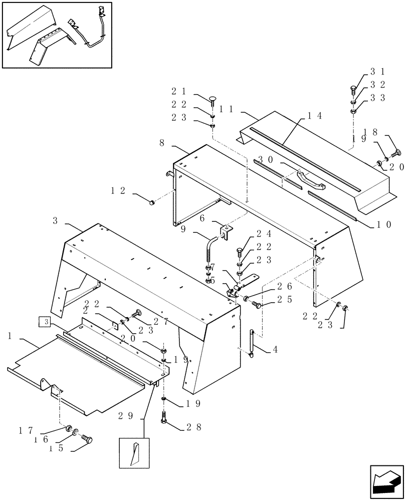 Схема запчастей Case IH LBX331S - (08.004[01]) - KNOTTER SHIELDS (08) - SHEET METAL/DECALS