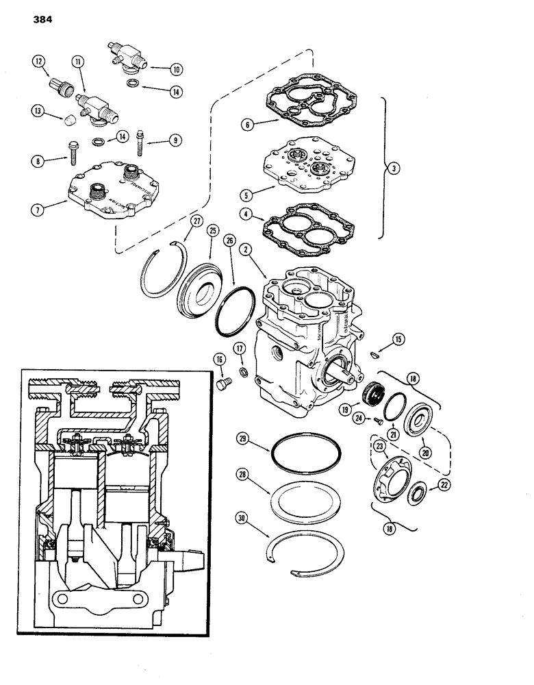 Схема запчастей Case IH 770 - (384) - CAB, TECUMSEH COMPRESSOR (09) - CHASSIS/ATTACHMENTS