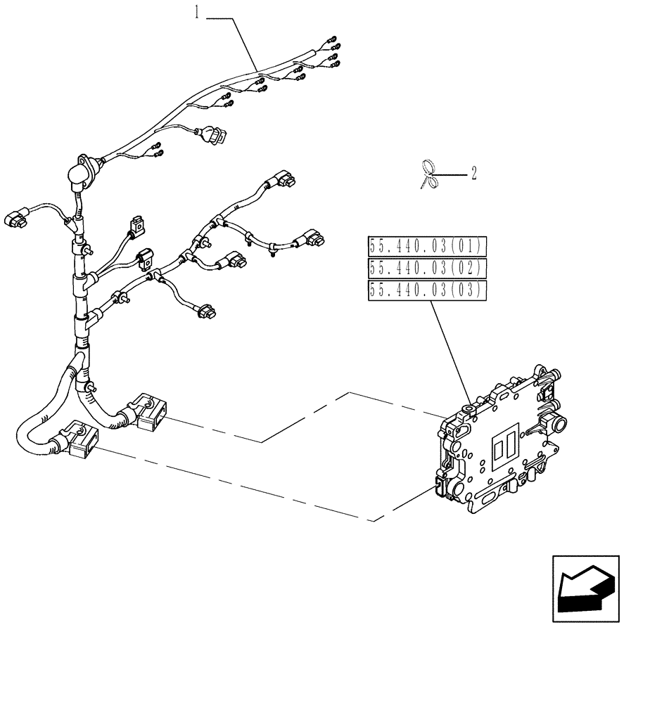 Схема запчастей Case IH 7120 - (55.100.08[01]) - ENGINE ELECTRIC INSTALLATION - 7120/7120(LA) (55) - ELECTRICAL SYSTEMS