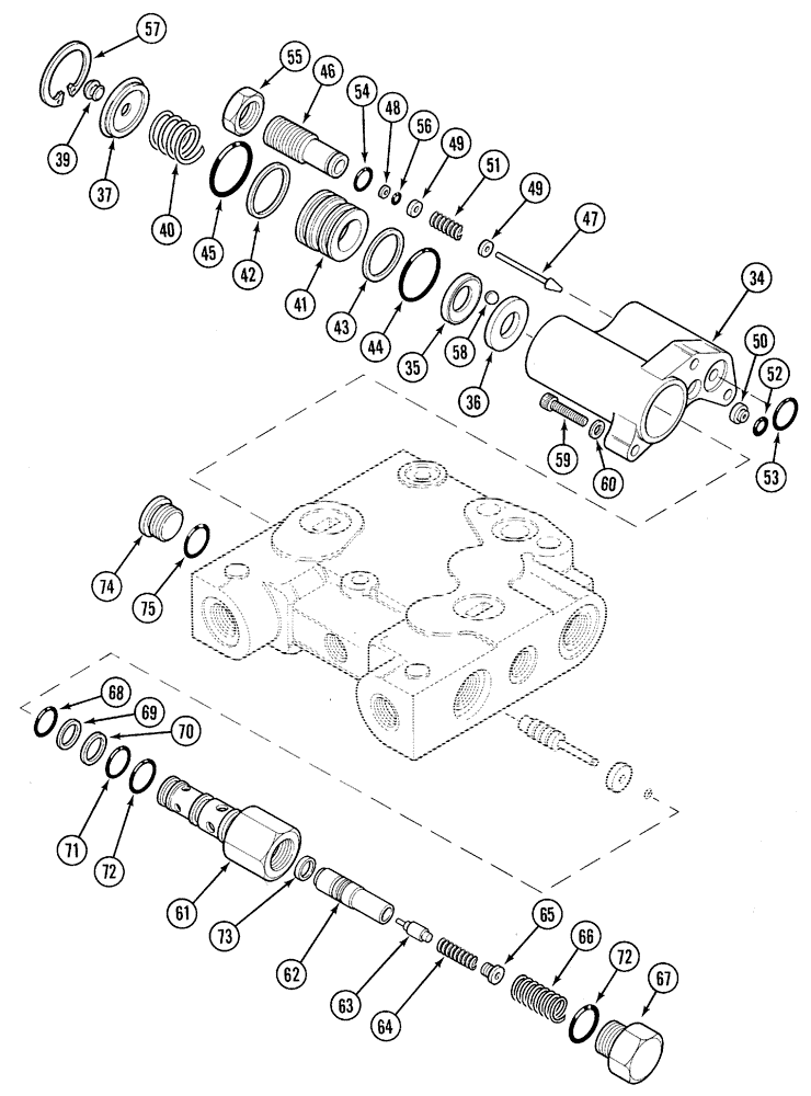 Схема запчастей Case IH 5220 - (8-66) - HYDRAULIC, REMOTE VALVE ASSEMBLY, SINGLE ACTING, CONTD (08) - HYDRAULICS