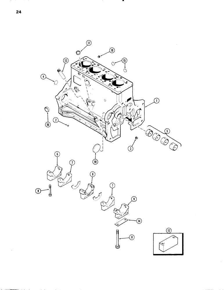 Схема запчастей Case IH 336D - (024) - CYLINDER BLOCK, ENGINE LESS FUEL DEVICE, 336D NATURALLY ASPIRATED ENGINES W/ OR W/O BALANCER 