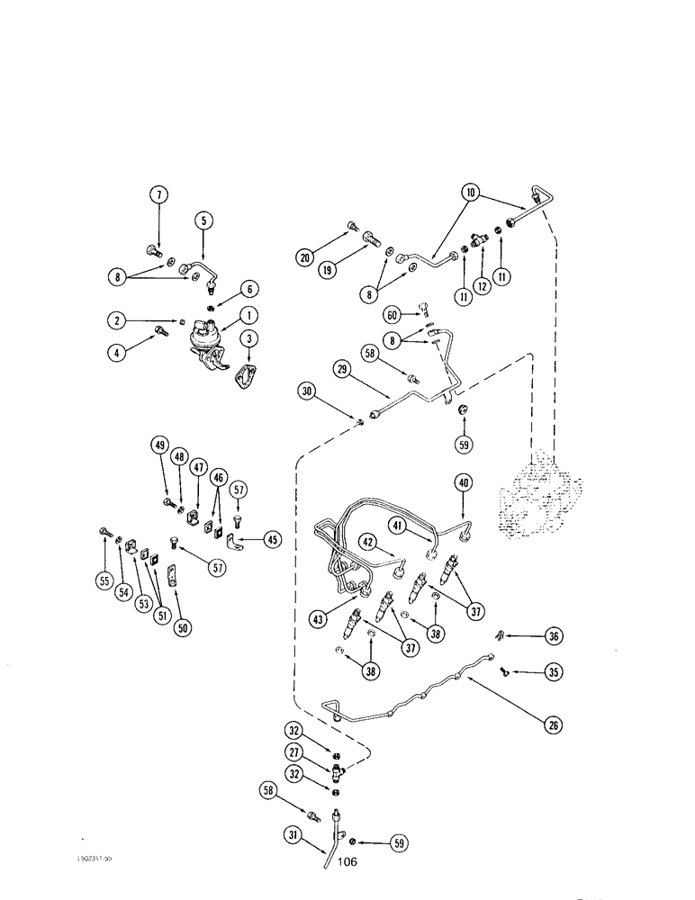 Схема запчастей Case IH 4390T - (106) - FUEL INJECTION SYSTEM, 4T-390 ENGINE 