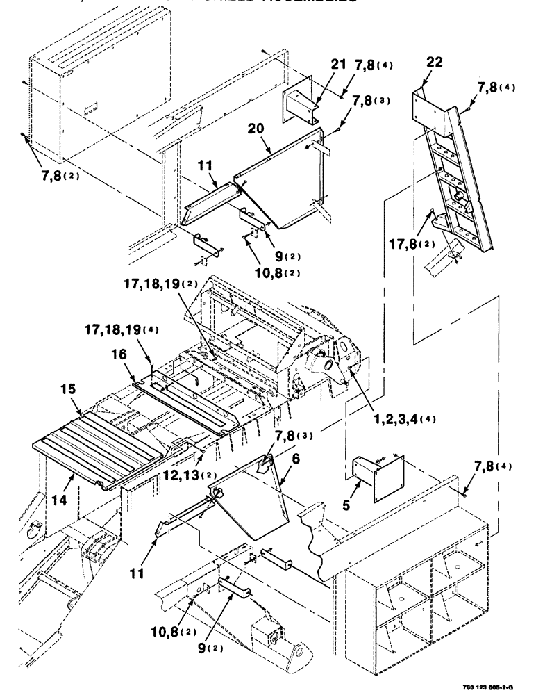 Схема запчастей Case IH 8576 - (07-014) - LADDER, TOP AND SIDE SHIELD ASSEMBLIES (12) - MAIN FRAME