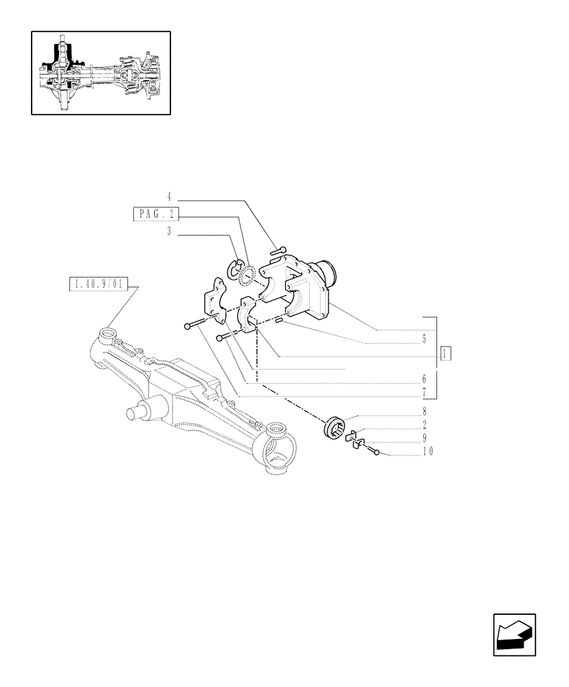 Схема запчастей Case IH MXM120 - (1.40.9/05[01]) - (VAR.519-520) CLASS 4 4WD FRONT AXLE WITH SUSPENSIONS AND "TERRALOCK" - SUPPORT (04) - FRONT AXLE & STEERING