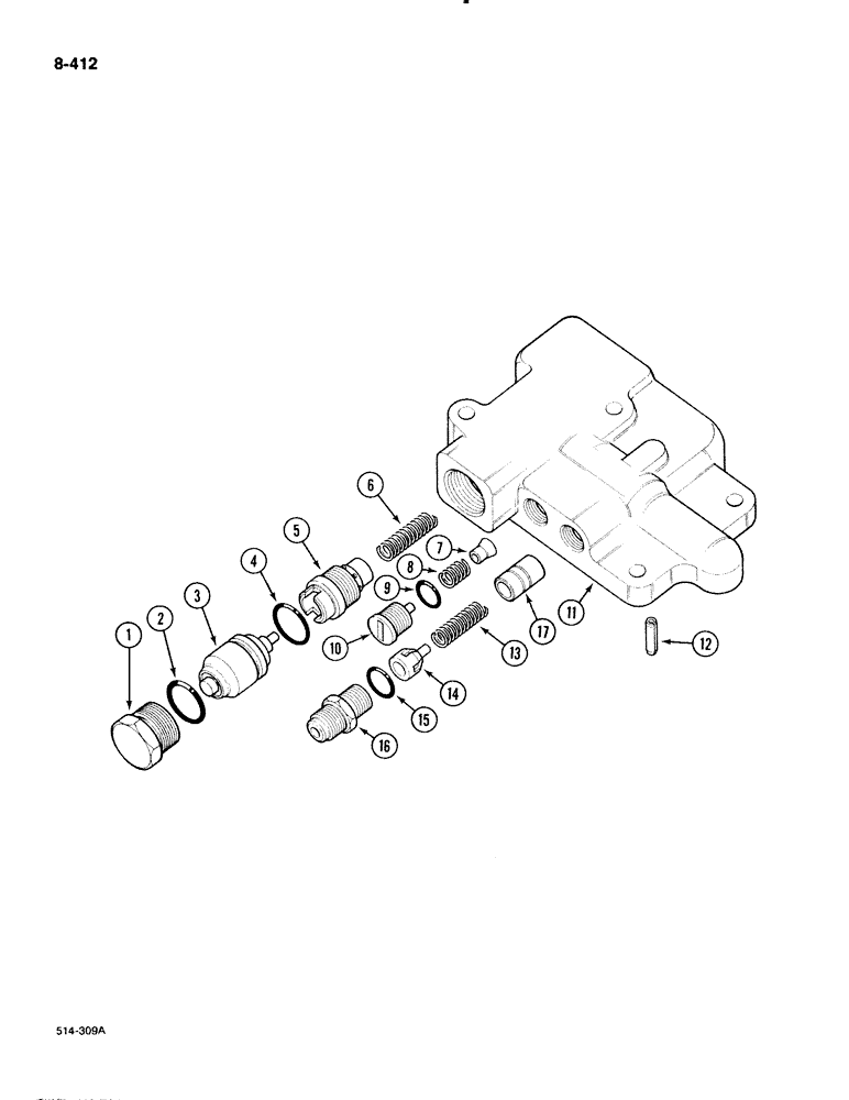 Схема запчастей Case IH 885 - (8-412) - UNLOADING AND FLOW CONTROL VALVE (08) - HYDRAULICS