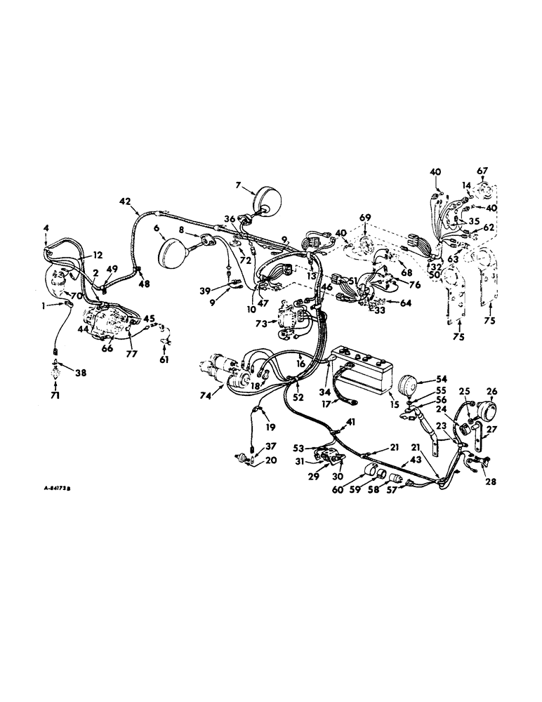 Схема запчастей Case IH 806 - (G-19) - ELECTRICAL SYSTEM, STARTING AND LIGHTING, FARMALL CARBURETED ENGINE TRACTORS WITH ALTERNATOR (06) - ELECTRICAL SYSTEMS