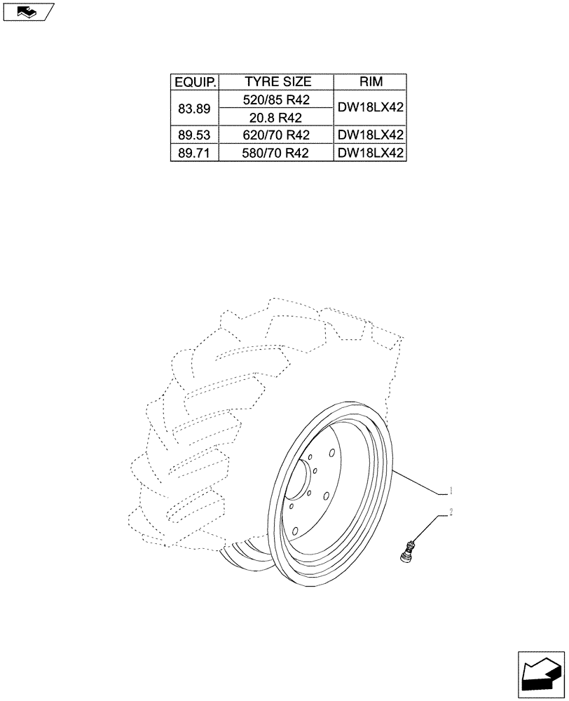 Схема запчастей Case IH PUMA 230 - (44.520.01[03]) - REAR WHEELS (44) - WHEELS