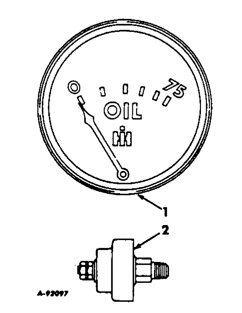 Схема запчастей Case IH C-301 - (E-45) - OIL GAUGE AND OIL PRESSURE SWITCH, ALL MACHINES EXCEPT 715 COMBINE 