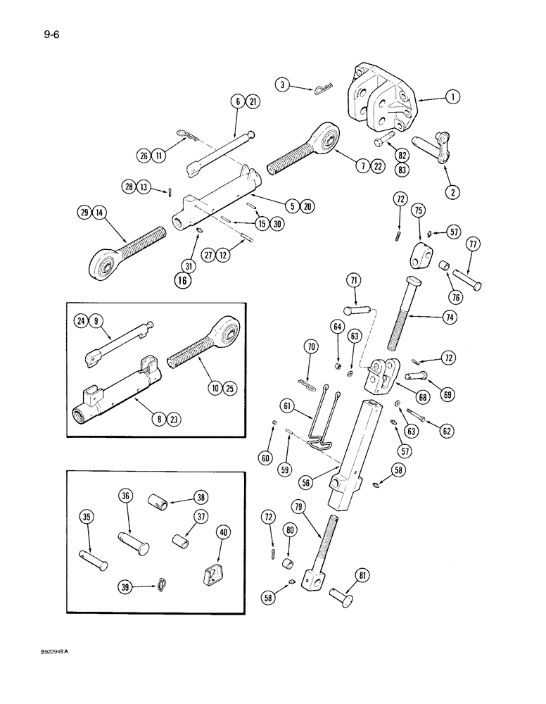 Схема запчастей Case IH 7150 - (9-006) - HITCH UPPER LIFT LINKS, 1-1/2 INCH AND 1-3/4 INCH THREAD (09) - CHASSIS/ATTACHMENTS