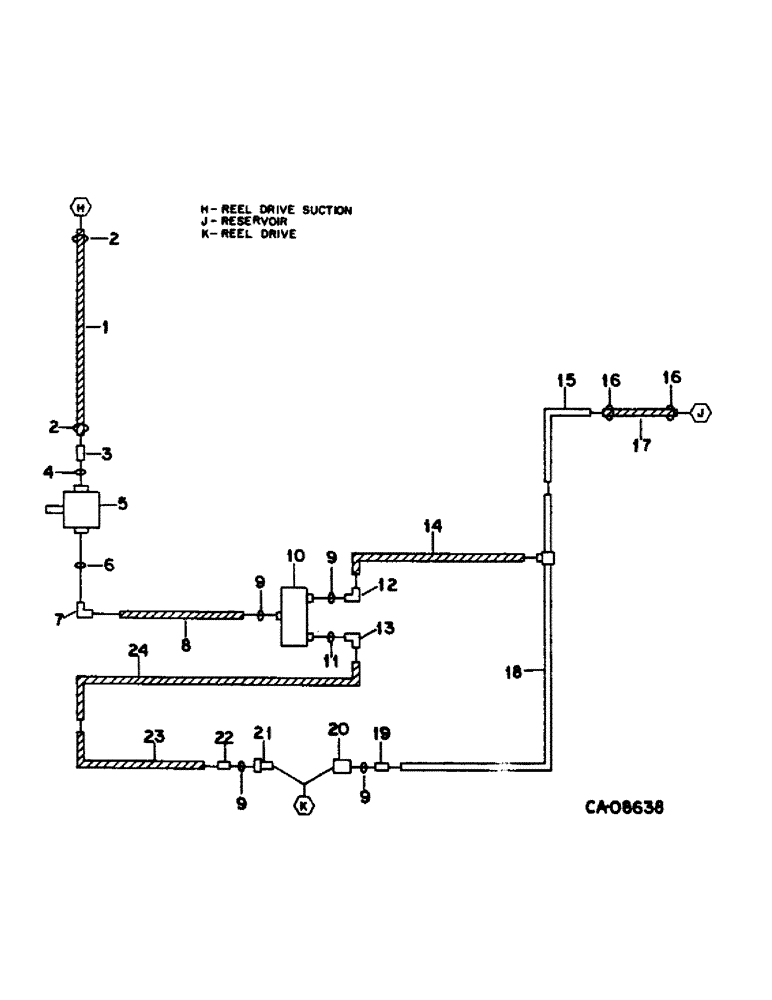 Схема запчастей Case IH 1480 - (10-18) - HYDRAULICS, REEL DRIVE DIAGRAM, SERIAL NO. 54001 AND ABOVE (07) - HYDRAULICS