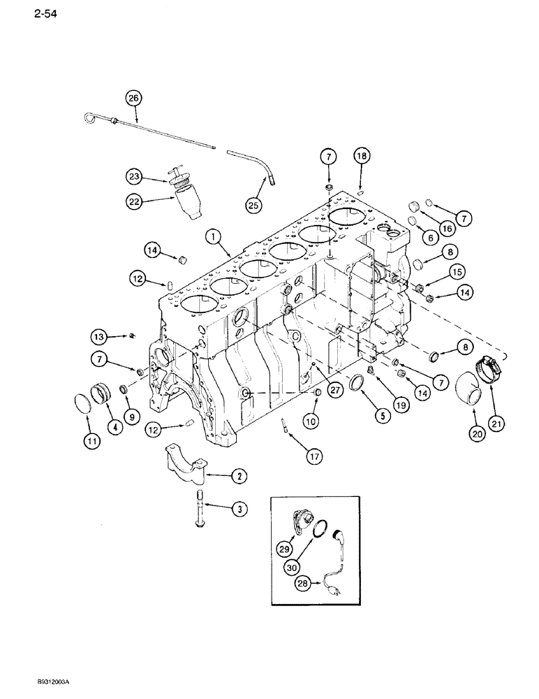 Схема запчастей Case IH 7120 - (2-54) - CYLINDER BLOCK, 6T-830 ENGINE, BLOCK WITH SIX PISTON COOLING NOZZLES, PRIOR TO ENGINE S/N 44487830 (02) - ENGINE