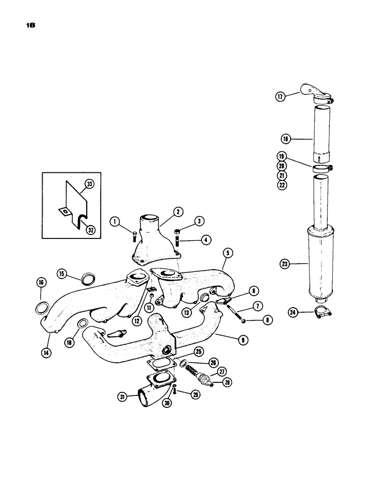 Схема запчастей Case IH 930-SERIES - (018) - MANIFOLDS AND MUFFLER, DIESEL ENGINE (02) - ENGINE