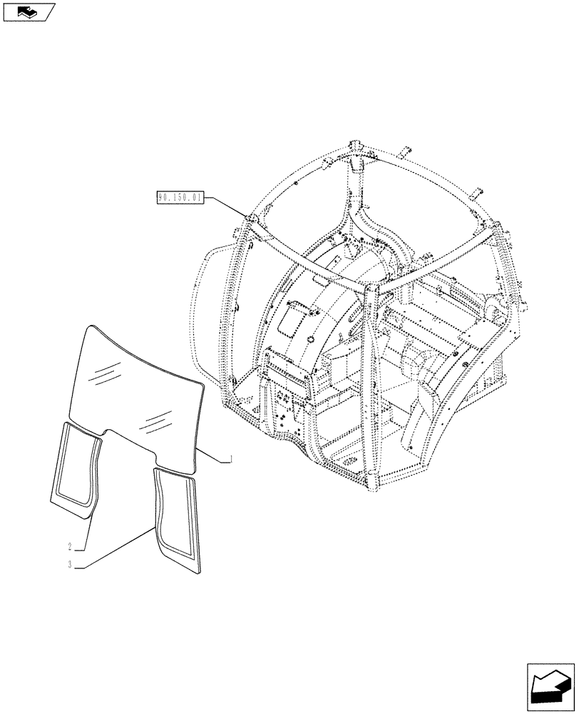 Схема запчастей Case IH PUMA 170 - (90.156.02) - CAB WINDSHIELD GLASS (90) - PLATFORM, CAB, BODYWORK AND DECALS