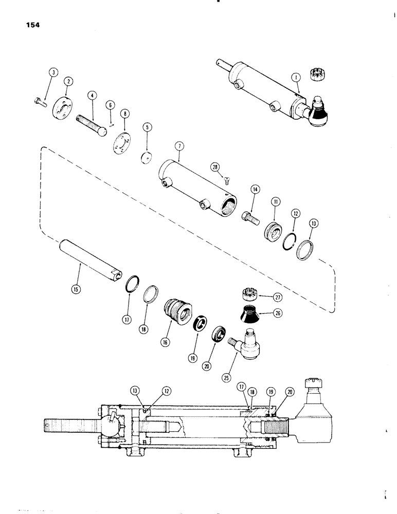 Схема запчастей Case IH 1270 - (154) - G100675 STEERING CYLINDER, 2-1/8 INCH DIAMETER X 5-3/8 INCH STROKE, FIRST USED P.I.N. 8788437 (05) - STEERING