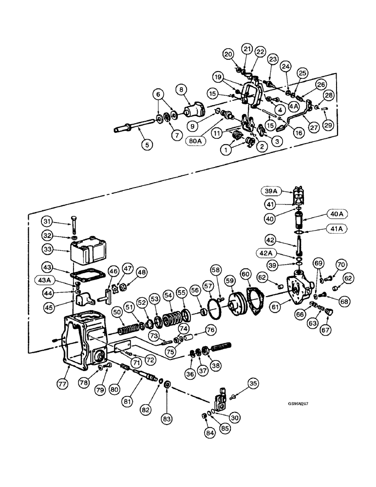 Схема запчастей Case IH DTI-466B - (9E-098) - INJECTION PUMP GOVERNOR AND RELATED PARTS 