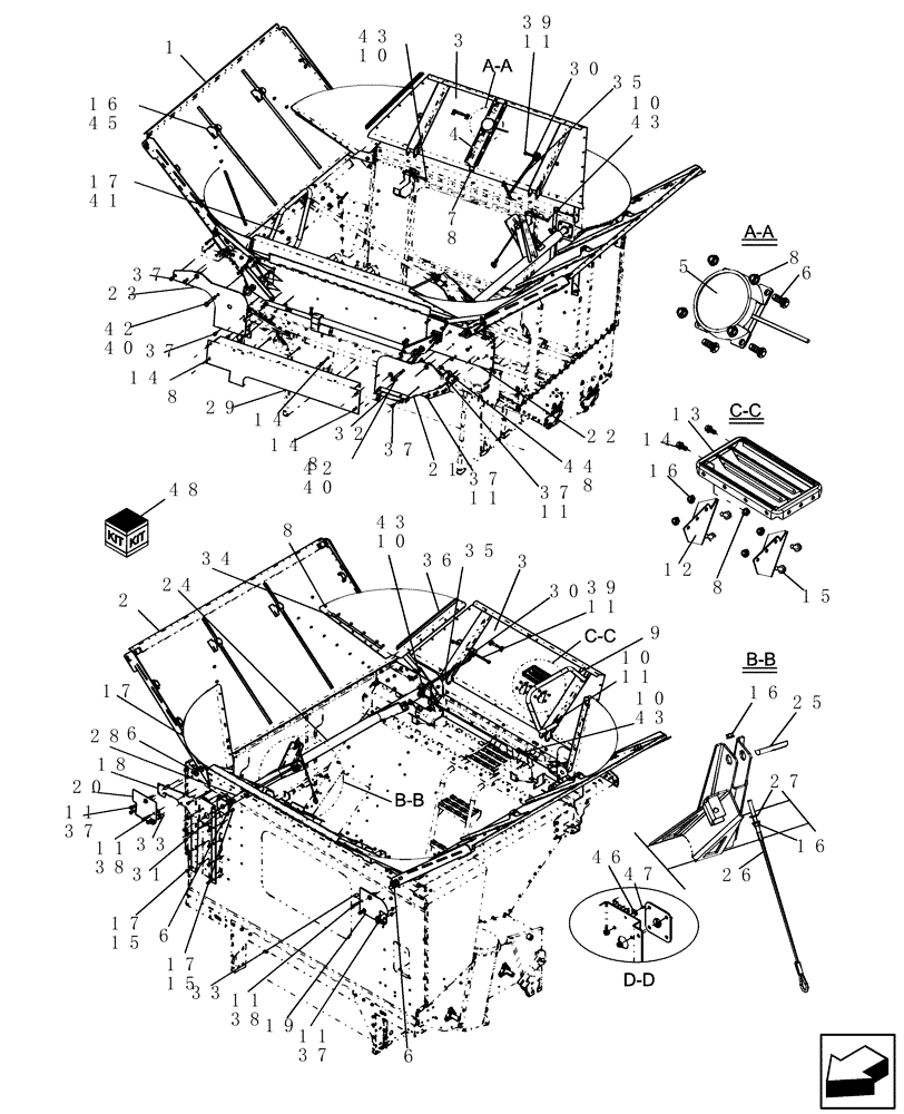 Схема запчастей Case IH 5130 - (80.150.18) - GRAIN TANK ACCESS COVER (80) - CROP STORAGE/UNLOADING