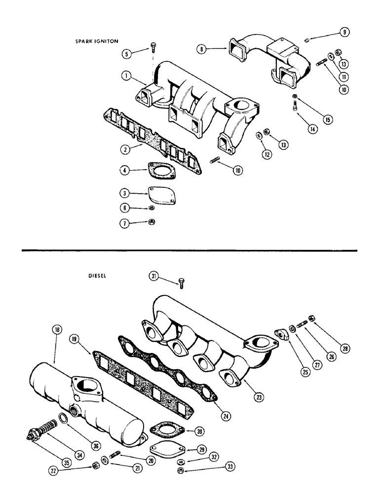 Схема запчастей Case IH 1255 - (008) - MANIFOLD, 188 SPARK IGNITION ENGINE (10) - ENGINE