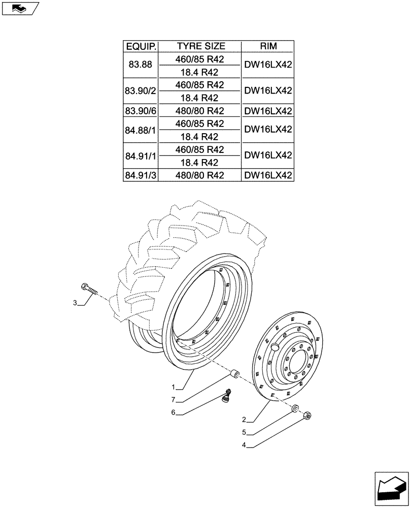 Схема запчастей Case IH PUMA 200 - (44.520.01[09]) - REAR WHEELS (44) - WHEELS