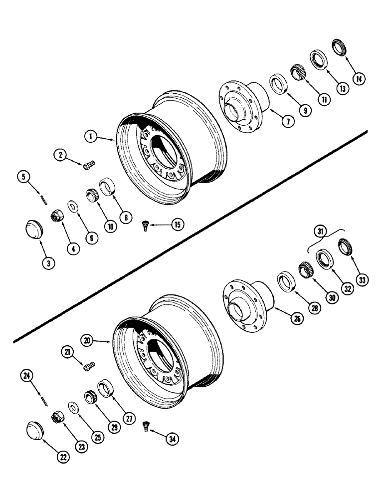 Схема запчастей Case IH 2096 - (5-138) - FRONT WHEEL AND HUB, 8 BOLT HUB, LONG WHEEL BASE (05) - STEERING