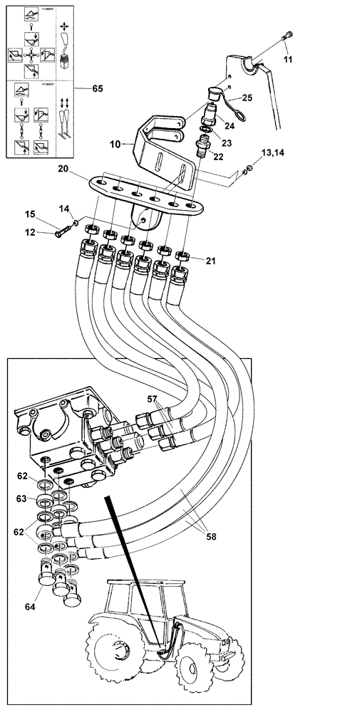 Схема запчастей Case IH LX740 - (35.525.AA[04]) - VAR - 717532006 - HYDRAULIC HOSE KIT (35) - HYDRAULIC SYSTEMS