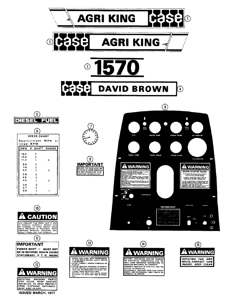 Схема запчастей Case IH 1570 - (273A) - DECALS, STANDARD KIT (09) - CHASSIS/ATTACHMENTS