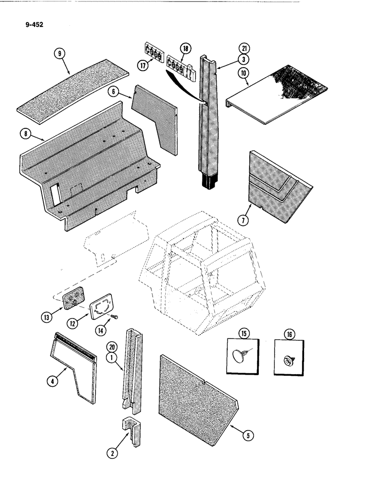 Схема запчастей Case IH 4494 - (9-452) - CAB, ACOUSTICAL COVERS (09) - CHASSIS/ATTACHMENTS