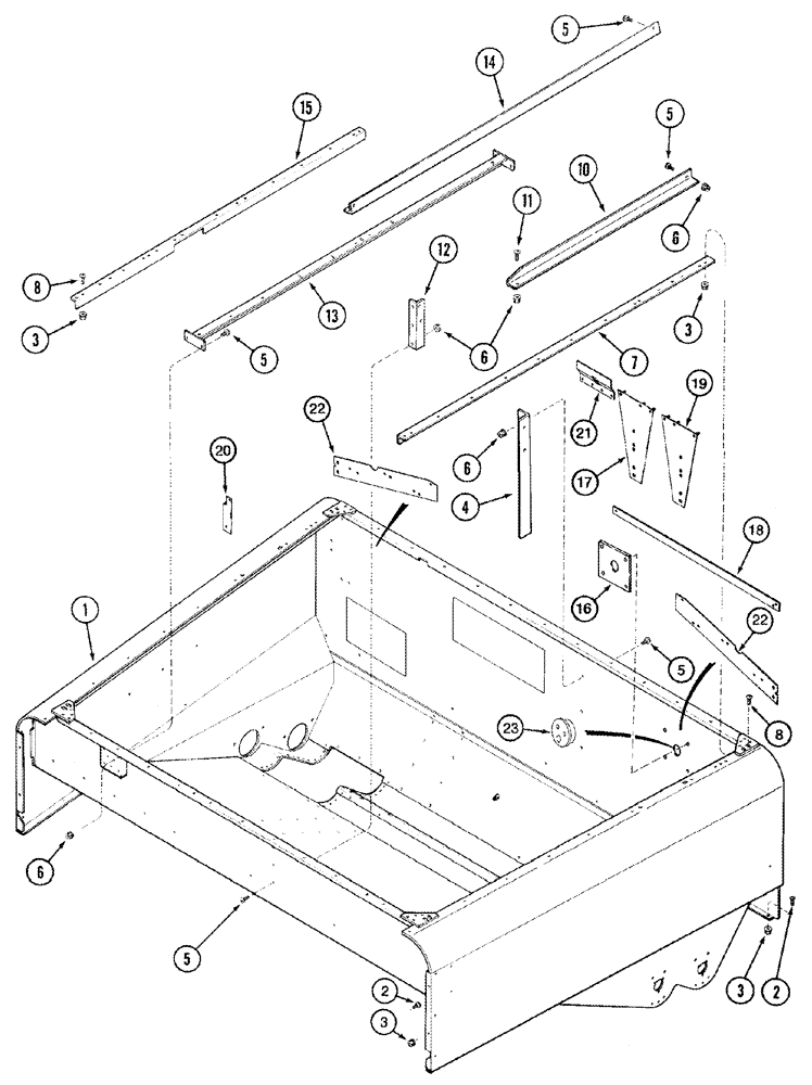 Схема запчастей Case IH 2344 - (09E-01[01]) - GRAIN TANK - SUPPORTS, UPPER, BSN JJC0174449 (17) - GRAIN TANK & UNLOADER