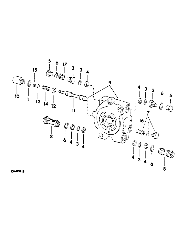 Схема запчастей Case IH 454 - (07-11) - DRIVE TRAIN, CENTER SECTION VALVE (04) - Drive Train