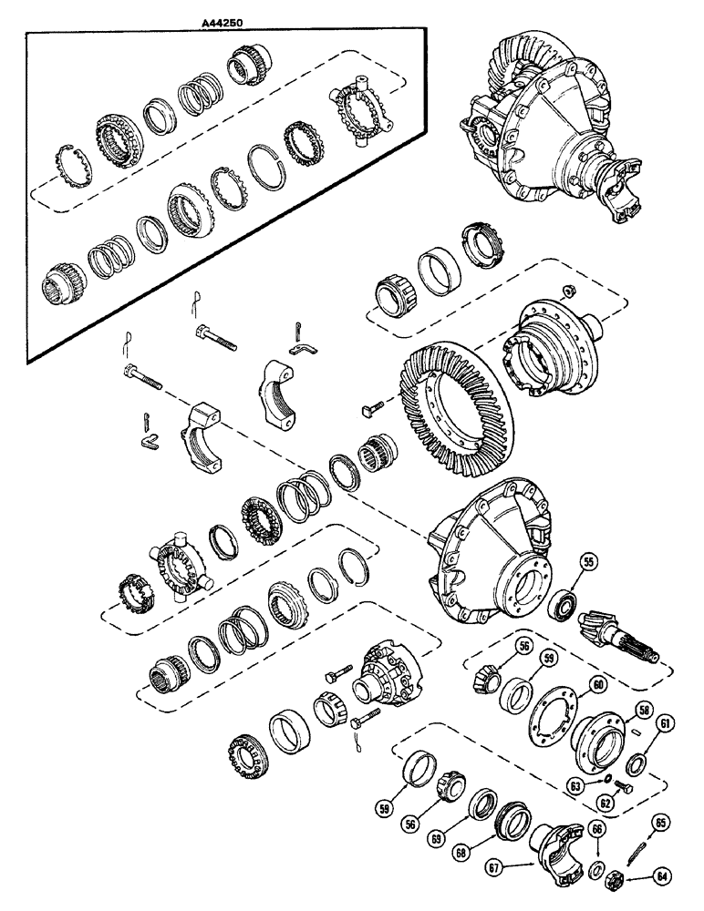 Схема запчастей Case IH 2470 - (147A) - REAR AXLE DIFFERENTIAL CARRIER ASSEMBLY, NO SPIN TYPE, USED PRIOR TO TRACTOR S/N. 8692421 (06) - POWER TRAIN